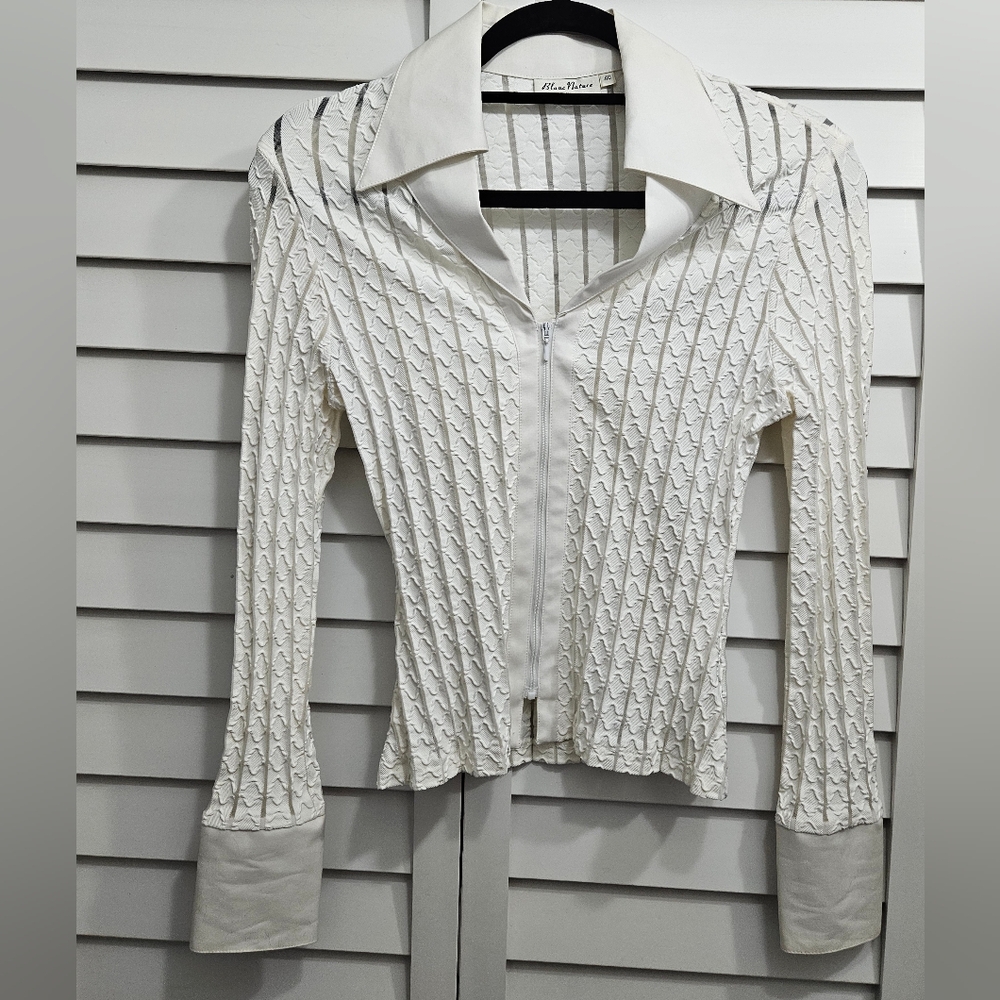Blanc Nature White Zippered Top or Jacket 40